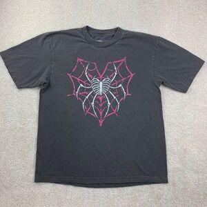 WWE AJ Lee Love Bites Back T Shirt Mens L Black Pink Spider Graphic Tee